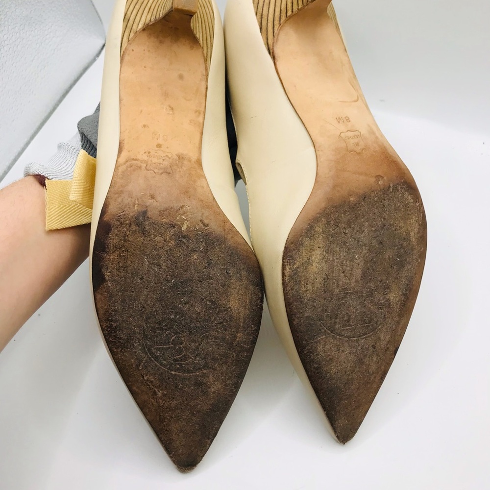 Tory Burch Cream Pointed-Toe Bow Dress Pump - Picture 9 of 12